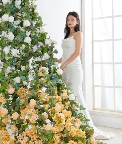 Artificial Flower Garland 2pcs 5.4ft Rose & Hydrangea Vine, White Flower - Image 4