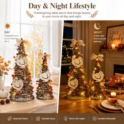 Lighted Thanksgiving Table Tree, Turkey Centerpiece Decor, Fall Decor - Image 5