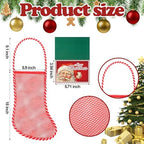 Leyndo 100 Pcs Long Mesh Christmas Stockings Bulk 50 18 Inches Christmas Stockings with 50 Santa Header Card Candy Cane Xmas Stocking for Event Gift Stuffing Family Holiday Party (Red, Green) - Image 2