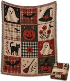 Halloween Tapestry Throw Blanket, Vintage Patchwork Woven Fringe Wall Decor (1set-130 * 160cm(51 * 63in)) by Unknown