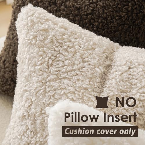 Foindtower Decorative Fuzzy Faux Fur Throw Pillow Cover 26x26 Inch Ivory - Image 3