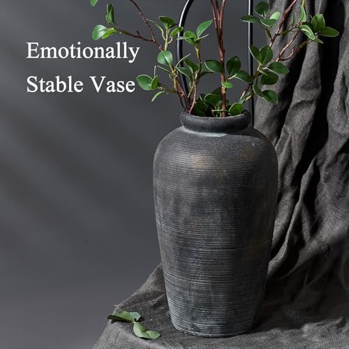 Vaseking Large Ceramic Rustic Vase, 11 inch Minimalist Decorative Farmhouse Tall Vase for Home Decor, Living Room, Shelf Decor, Enterway, Wedding, Table Decoration, Bronze - Image 3
