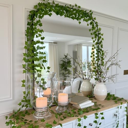 CQURE 48 Pack 336Ft Artificial Ivy Fake Vines,Ivy Garland Greenery Garland Fake Hanging Plants Vines Aesthetic Green Leaves for Bedroom Wedding Party Garden Wall Room Decor - Image 2