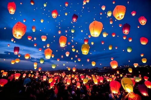 Paper Lanterns 20Pcs Set, Including Hanging Rectangular, Suitable for Home Decor, Birthday Parties, Weddings, Christmas, Easter, New Year’s Celebrations, Sky Lanterns to Release in Sky.（Colorful） - Image 5
