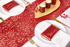 B-COOL Red Table Runners: 8 Pack 12x72 Inches Sparkly Sequin Table Runner for Holiday Party Wedding Metallic Table Decoration - Image 4