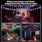Dirnun 4th of July Decorations Red White and Blue Lights with 40 Led Big Stars, 4th of July Lights for Indoor Outdoor Home Garden Golf Cart Patriotic Theme Memorial Independence Day Decorations - Image 6