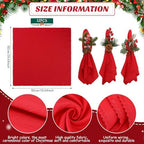 Tranqun 24 Pcs Christmas Red Napkins and Ring Set - Image 3