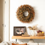 26'' Lush Fall Wreath for Front Door, Faux Autumn Boxwood Wreath Outdoor - Image 4