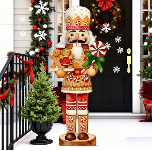 Christmas Snowman Wooden Porch Sign Decor, 40 Inch, Nutcracker - Image 5