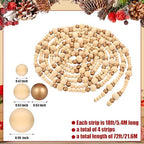4 Pcs Christmas Tree Wood Bead Garland, 18 ft Each, Gold Wood Color - Image 2