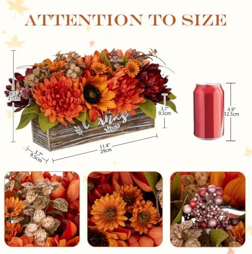 Fall Centerpiece for Table Fall Fake Flower in Pot Fall Floral Arrangement - Image 2