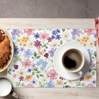 Watercolor Floral Placemats Set of 6, Spring Floral Botanical Rustic Contemporary Style Pattern Decoration, Non-Slip, Heat Resistant, Washable, 12x18 Inches - Image 3