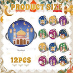 Boao 12 Pcs Ramadan Tambourine 4 Inch with Printed Eid Design Ramadan Party Favor Handheld Jingle Drum for Eid al-Fitr and Celebration, Party Decoration and Musical Performance - Image 2