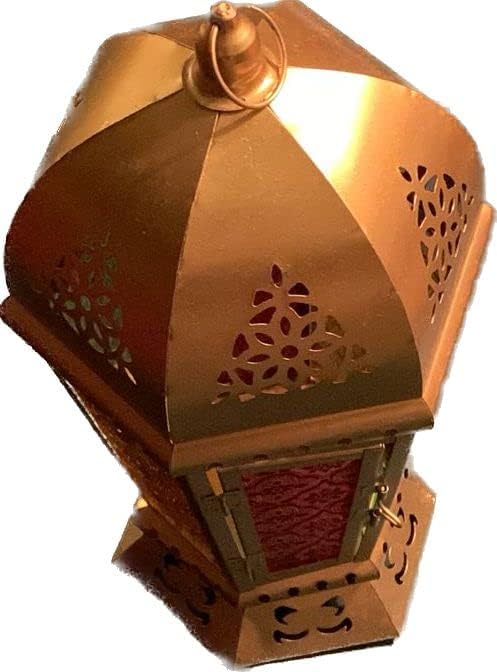 Moroccan Lantern with Fairy Lights - 11 Inch Tall, Glass, Metal, Ramadan Fanoos Decorations & Wedding Table Centerpiece - Image 2