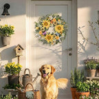 DecorbyHannah Summer Sunflower Wreaths for Front Door Outside All Season, 22 Inch Artificial Collapsible Farmhouse Wreaths with Daisy and Bee, Sunflower Decor for Porch, Wedding Housewarming Gifts - Image 2
