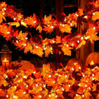 2 Pack 12Ft 50 LED Fall Garland with Lights,8 Modes Waterproof Battery Operated Fall Decorations Lights for Mantle Fireplace Table Indoor Thanksgiving Decor by Ucutely