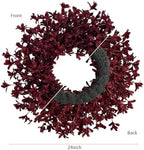 24 Inch Burgundy Fall Wreaths for Front Door, Artificial Forsythia Wreath - Image 6