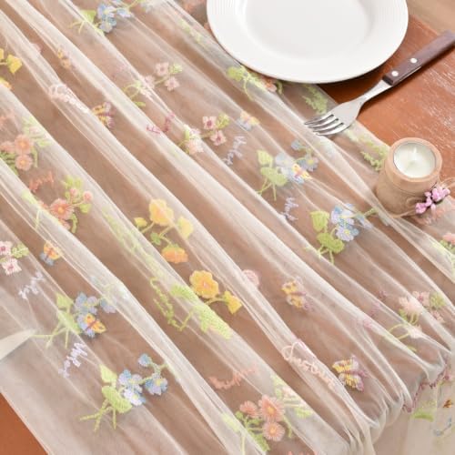 Butterfly Floral Table Runner Flowers Tea Garden Party Picnic Table Decor - Image 5
