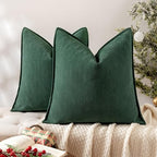MIULEE Pack of 2 Christmas Green Chenille Pillow Covers 20x20 Inch by MIULEE