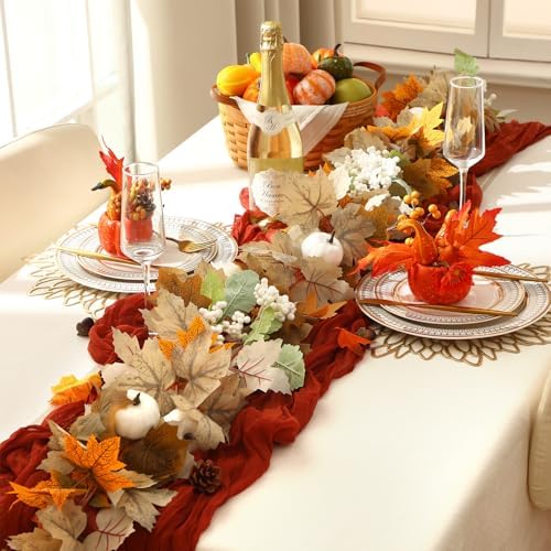4 Pcs Fall Garland 9ft Pumpkin Berry Autumn White - Image 3