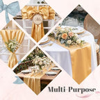 24 Pack Gold Satin Table Runners 12 x 108 Inch Reusable Seamless Design - Image 2
