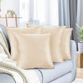 Nestl Throw Euro Pillow Covers, Cozy Velvet Decorative Pillow Covers 26 x 26 Inches, Soft Solid Couch Pillow Case for Sofa, Bed and Car, Set of 4 - Beige Cream by Nestl