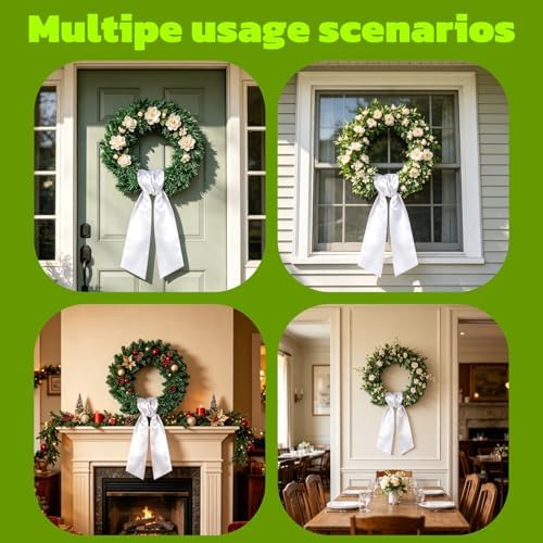 Dream Loom Wreath Sash for Front Door, 16pcs White Wreath Sash Accessories for Easter Weddings Birthday Christmas Party Yard Wall Doorway Decor - Image 3