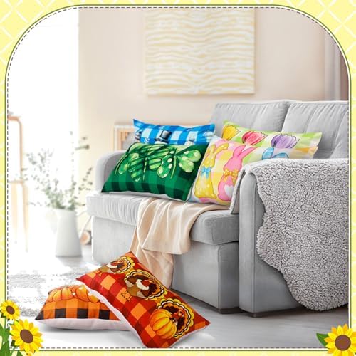 Mindsoft 14 Pcs Seasonal Holiday Pillow Cover 12 x 20 Inch Spring Patriotic Summer Lumbar Throw Pillow Covers Holiday Decorative Rectangle Throw Pillowcase for Home Office Sofa Decoration - Image 5