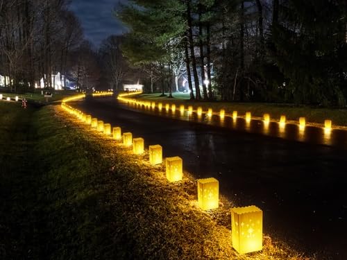 50 Pack Waterproof Luminary Bags with Flameless Candles, Star - Image 7
