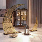 Ramadan Crescent Moon Decor Islamic Home Decoration for Eid Muslim Gifts (Shiny Gold, 33x24.4 inches | 84x62 cm) by iwaconcept