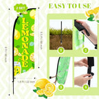 HunnmingRe 2 Green Lemonade Feather Flag Kit, 8ft Advertising Swooper Flag Banner with Pole and Ground Stake for Business Restaurant Advertising Banner for Outside Ground - Image 4