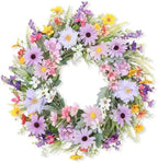 Spring Summer Wildflower Daisy Wreath for Front Door 18 Inch Artificial Colorful Flower Wreath for Indoor Outdoor Wall Festival Easter Home Farmhouse Wedding Decor by PQIQP