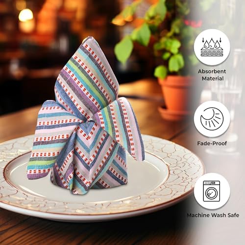 Urban Villa Cloth Napkins 100% Cotton Highly Absorbent Washable Durable Reusable Premium Dinner Napkins Ideal for Gifts for Mothers Day Hotel Farmhouse Parties - Multi Pink (20" x 20", Set of 12) - Image 2