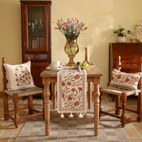 ISAENNE Designer French Linen Table Runner,87"x12"-Alvarado A - Image 3