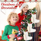 Suhine 36 Set Mini Christmas Knitted Stockings 6'' Neutral Christmas Stocking Rustic Modern Farmhouse Xmas Tree Decor with Wooden DIY Tags Gifts Bulk for Holiday Mantel Party Favor(White) - Image 4