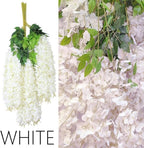 108Pcs Artificial Wisteria Flowers 3.6 Feet/Piece White Dense Artificial Fake Wisteria Vine Ratta Hanging Garland Silk Flowers String Home Party Wedding Decor(White-Dense) - Image 3