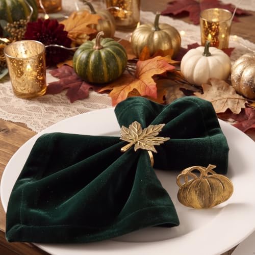 Patelai 24 Pieces Fall Thanksgiving Napkin Ring Set Pumpkin Napkin Holder - Image 2