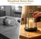 Hurricane Glass Candle Holder with Resin Base, Pillar Candle Lantern Black - Image 4