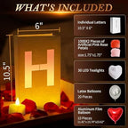 Happy Anniversary Light Up Letters, Include Light up Letters, with Tea Lights Candles, Latex Balloons, Aluminum Balloons and Rose Petals, Anniversary and Valentines' Day Decorations for Women - Image 2