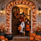 Fall Decorations for Home 9FT Fall Garlands with Lights Large Maple Leaves with Berries and Pinecones Plug in 50 Warm Incandescent Bulbs for Indoor Outdoor Autumn Halloween Harvest Decorations(2Packs) - Image 4