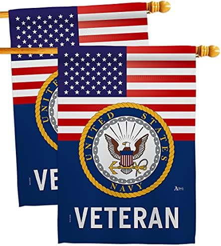 US Navy Veteran House Flag - 2 pcs Pack Armed Forces USN Seabee United State American Military Retire Official - Decoration Banner Small Garden Yard Gift Double-Sided Made in USA 28 X 40 by Unknown