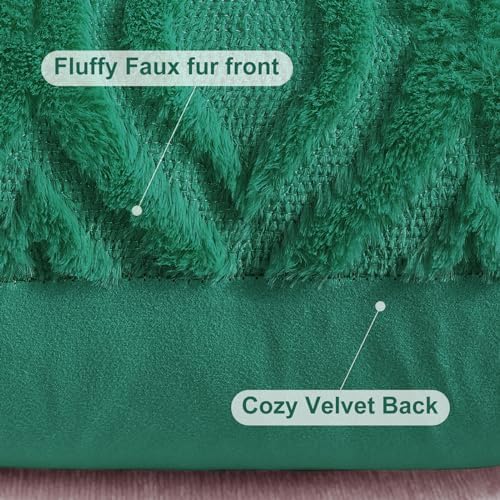 decorUhome Faux Fur Plush Soft Green Throw Pillow Covers 26x26 Set of 2 - Image 6