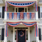 2Pcs 20 Ft Patriotic Bunting with 250 Stars, Red White Blue American Flag Banner for 4th of July, Independence Day, Memorial Day, Outdoor Indoor Door Porch Garden Decorations - Image 3