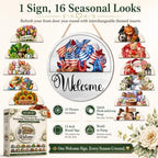 Interchangeable Welcome Sign, 12-Inch Front Door Decor with 16 Inserts - Image 2