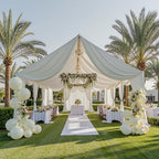 8 Panels 5ft(W) x 20ft(H) Ivory Ceiling Drapes for Wedding Parties by PartyVillage