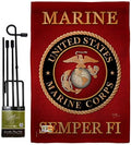 Marine Corps Burlap Garden Flag - Set with Stand Armed Forces USMC Semper Fi United State American Military Veteran Retire Official - House Banner Small Yard Gift Double-Sided Made In USA , Garden Flag 13"x 18.5" by Breeze+Decor