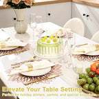 Set of 18 Round Placemats Rose Gold, Heat-Resistant PVC Table Mats with Luxury Metallic Glossy Finish for Thanksgiving Christmas Wedding Party Decor, Easy to Clean - Image 5