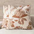 Foindtower Set of 2 Linen Floral Throw Pillow Covers Vintage Accent Print Decorative Cozy Cushion Covers Farmhouse Boho Home Decor for Sofa Chair Couch Bedroom Living Room,24×24 Inch,Autumn Orange by Foindtower