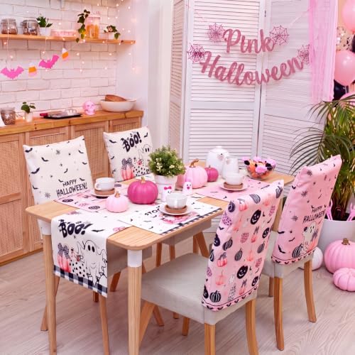 Newtay 13 Pcs Pastel Halloween Table Runner Placemats and Chair Cover Set - Image 4