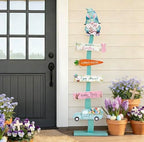 42.9inch Happy Easter Welcome Wooden Porch Sign| Spring Easter Carrot Rabbit Standing Decorative Signs For Front Door Outdoor Indoor Yard Decor by Unknown